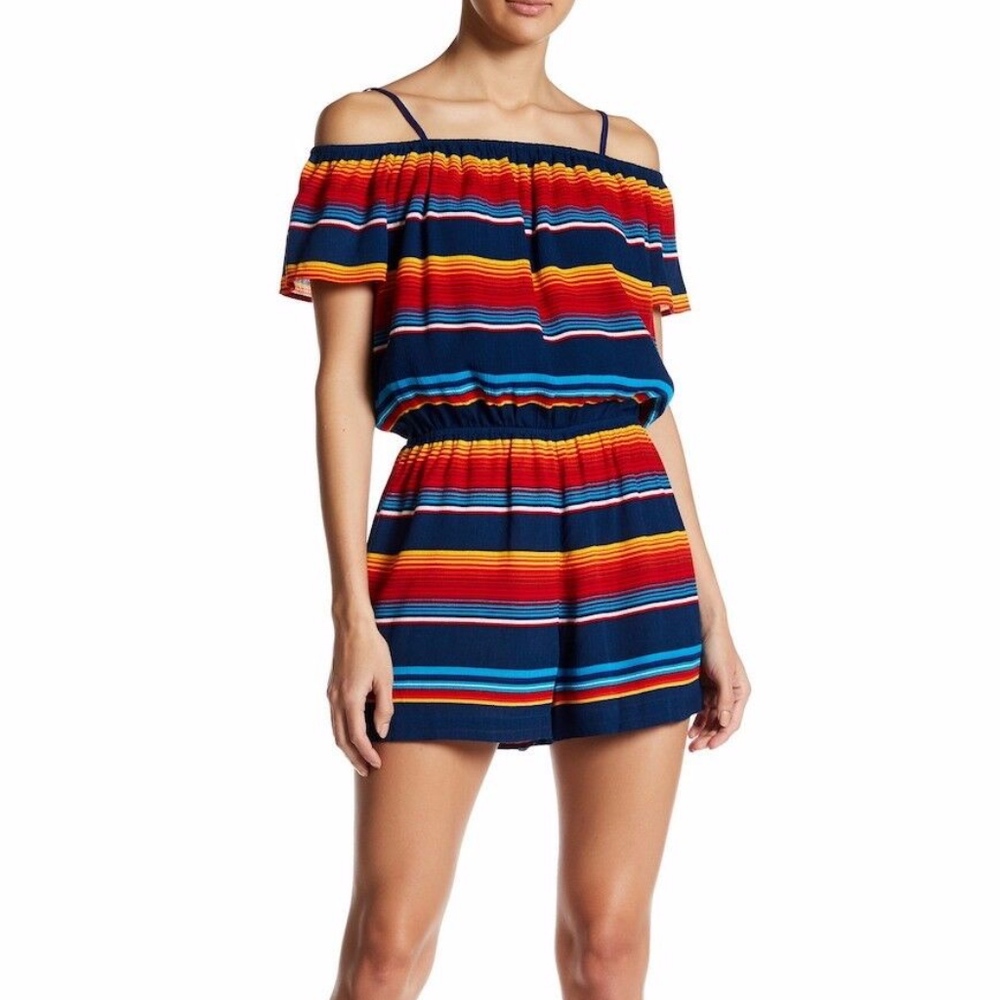 1.State Fiesta Stripe Cold Shoulder Romper 🏳️‍🌈